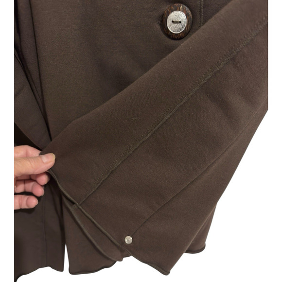 NWT Neon Buddha XL Button Up Shirt Jacket Brown Artsy Lagenlook Stretch Cotton - Picture 3 of 9